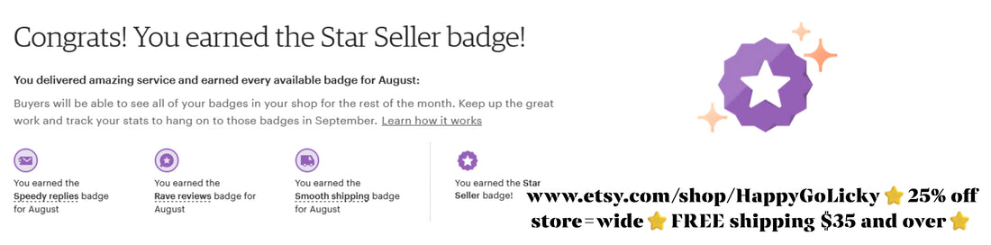 Etsy August Star Seller Badge