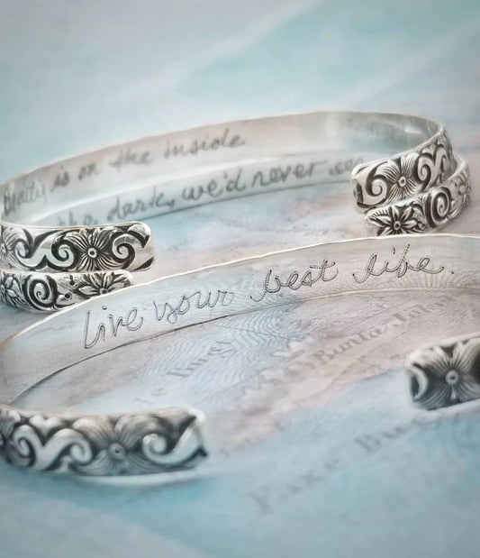 Custom Order: Personalized Sterling Silver Cuff Bracelet