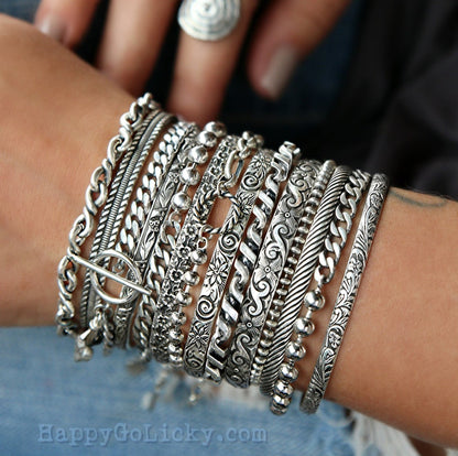 Sterling silver stacking bracelets by HappyGoLicky Jewelry