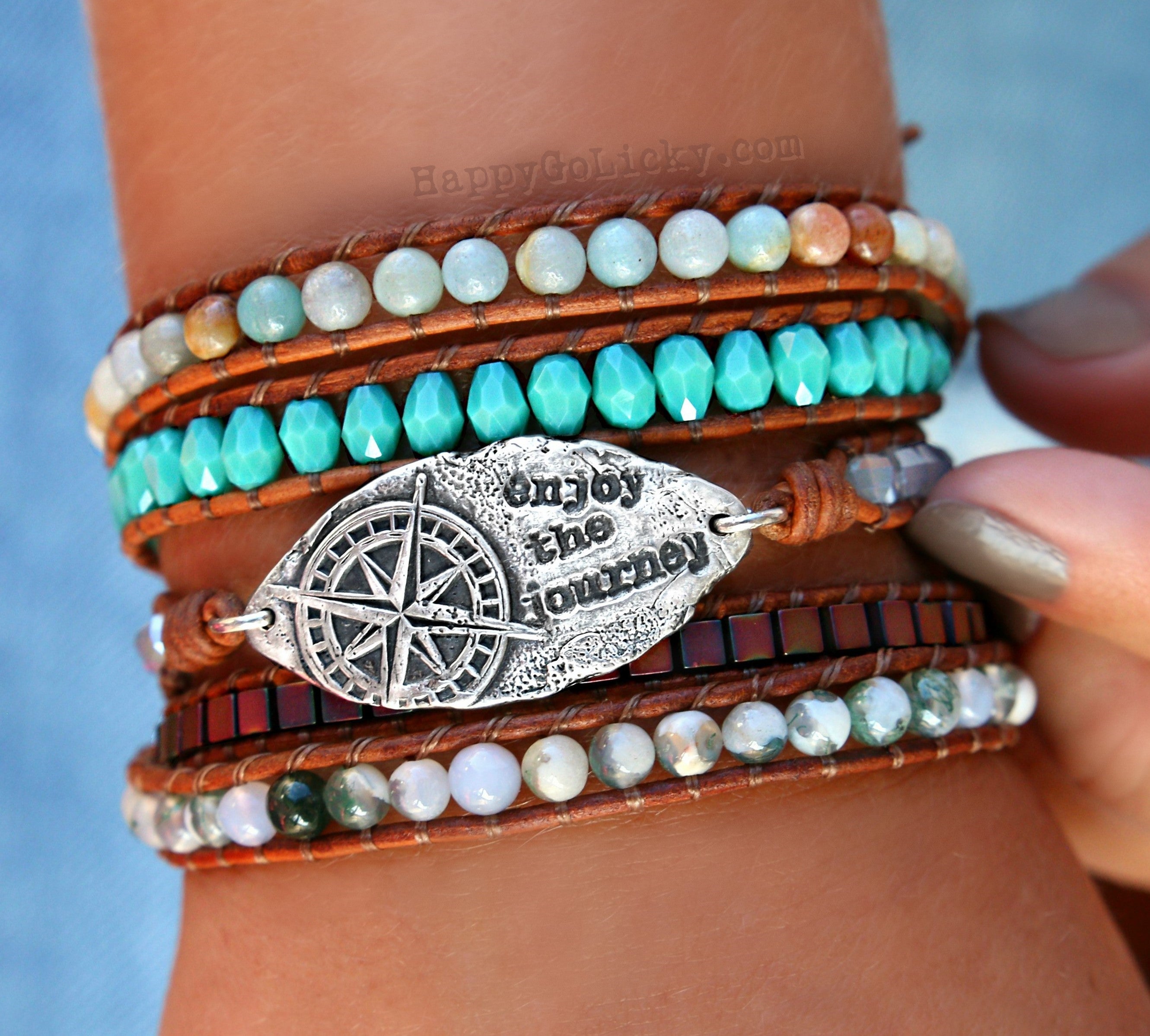 Boho Jewelry, Boho Leather Wrap Bracelets In Sterling Silver ...